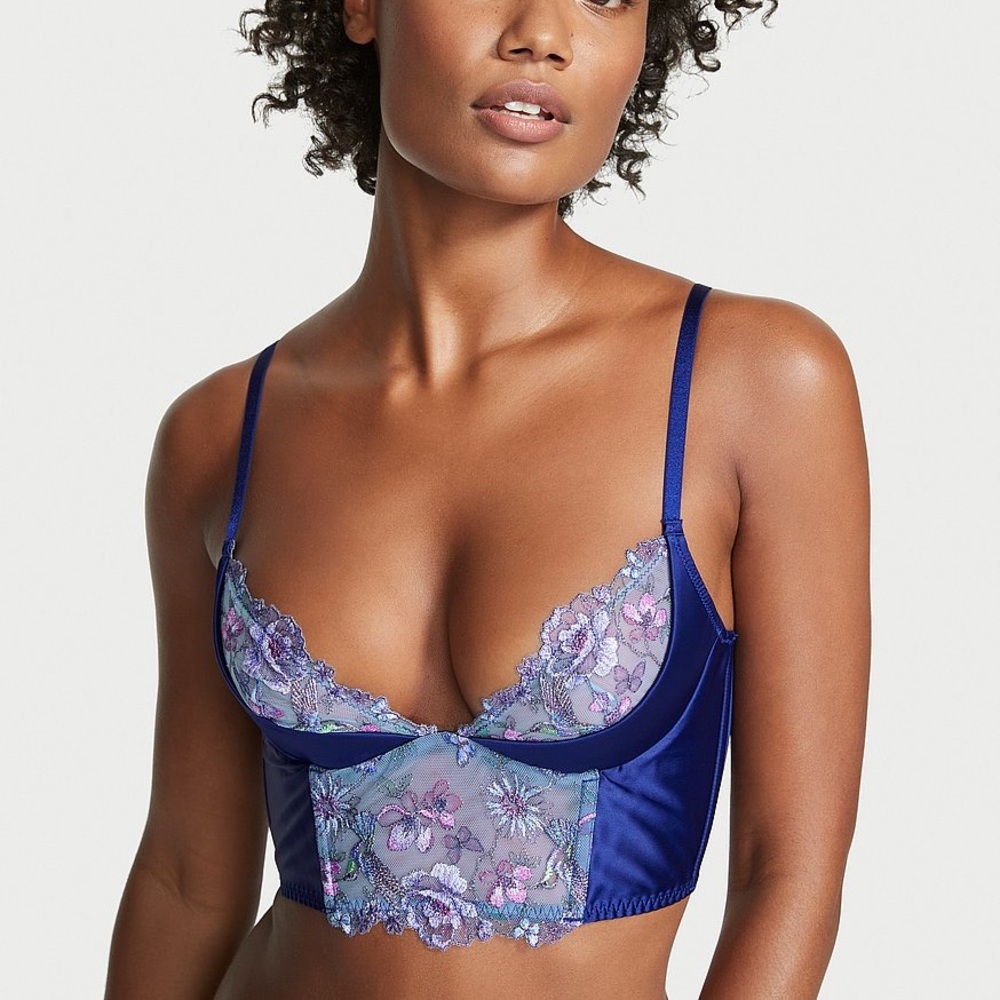 NWT Victoria’s Secret Hummingbird Embroidery Quarter Cup Corset Top in 36D